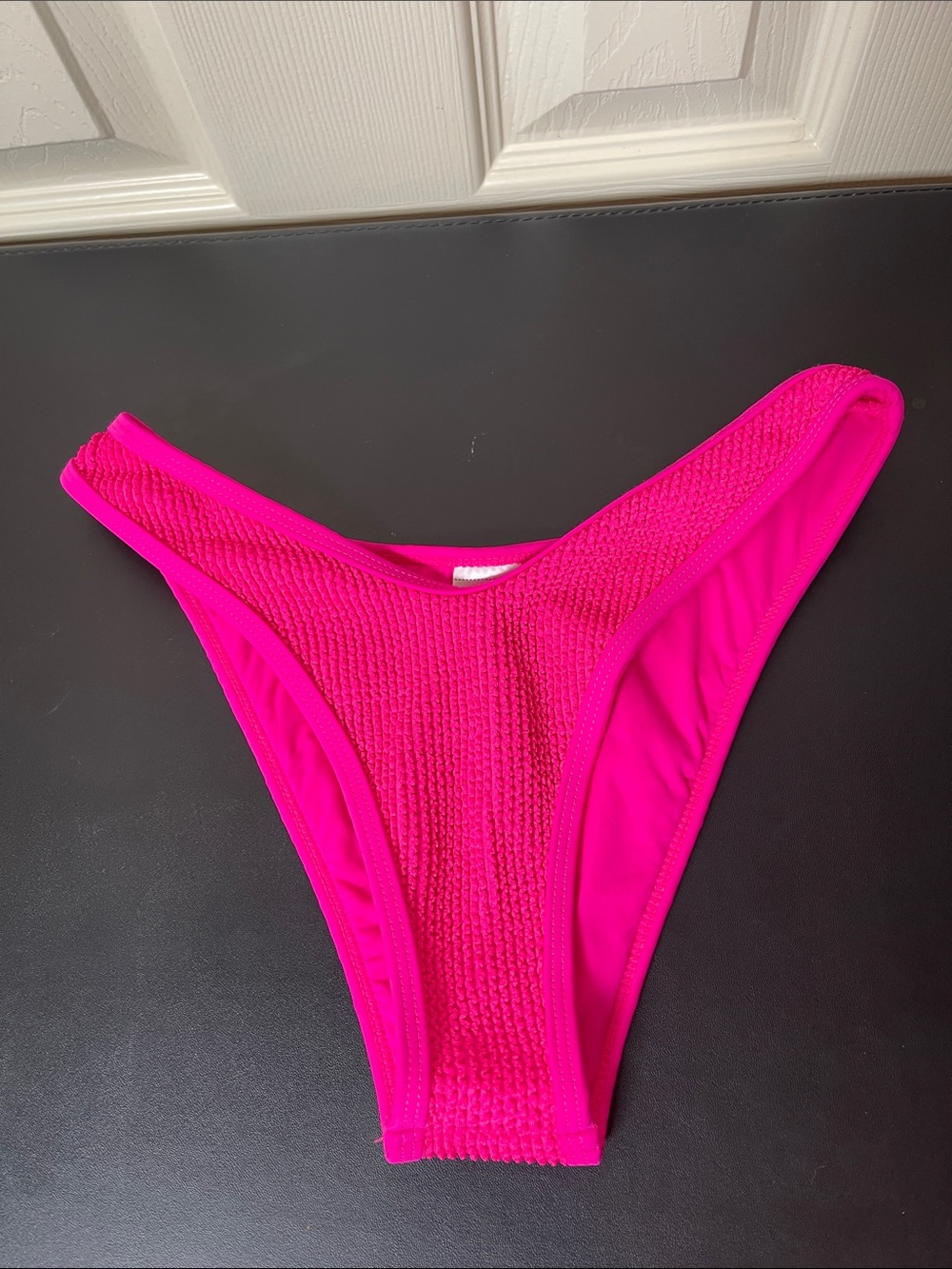 Good American Hot Pink Textured High-Cut Bikini Bottom